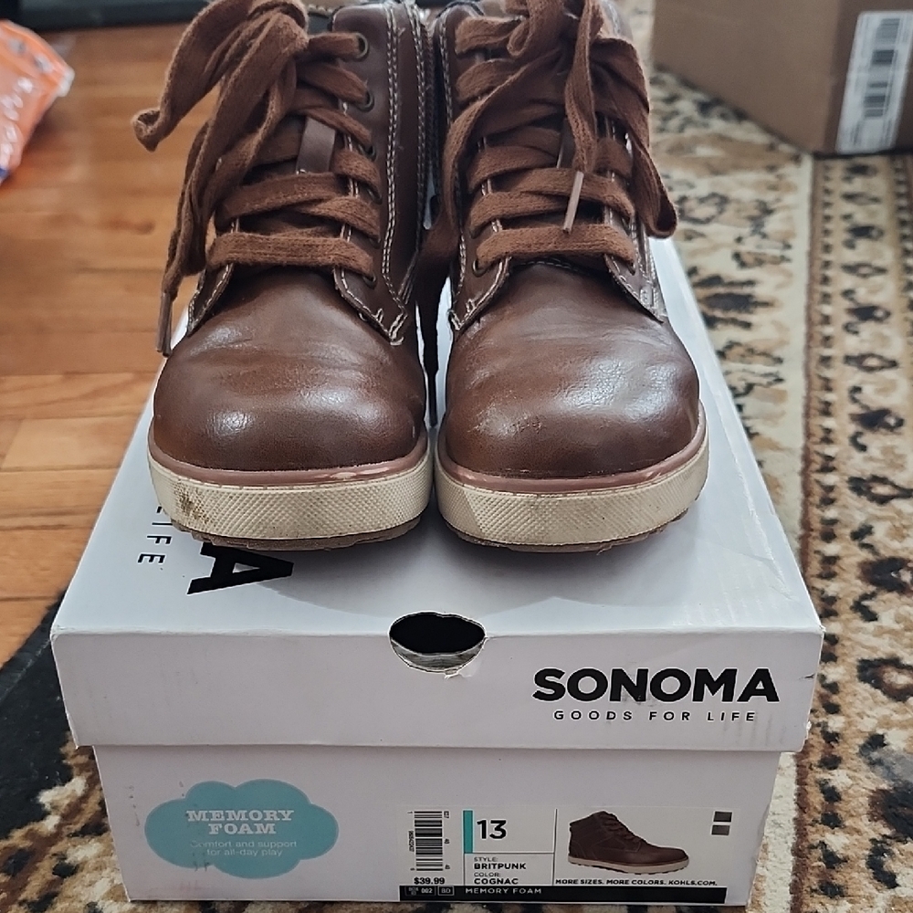 Sonoma Britpunk Casual Sneaker Boots w/zipper; Size:13, Cognac